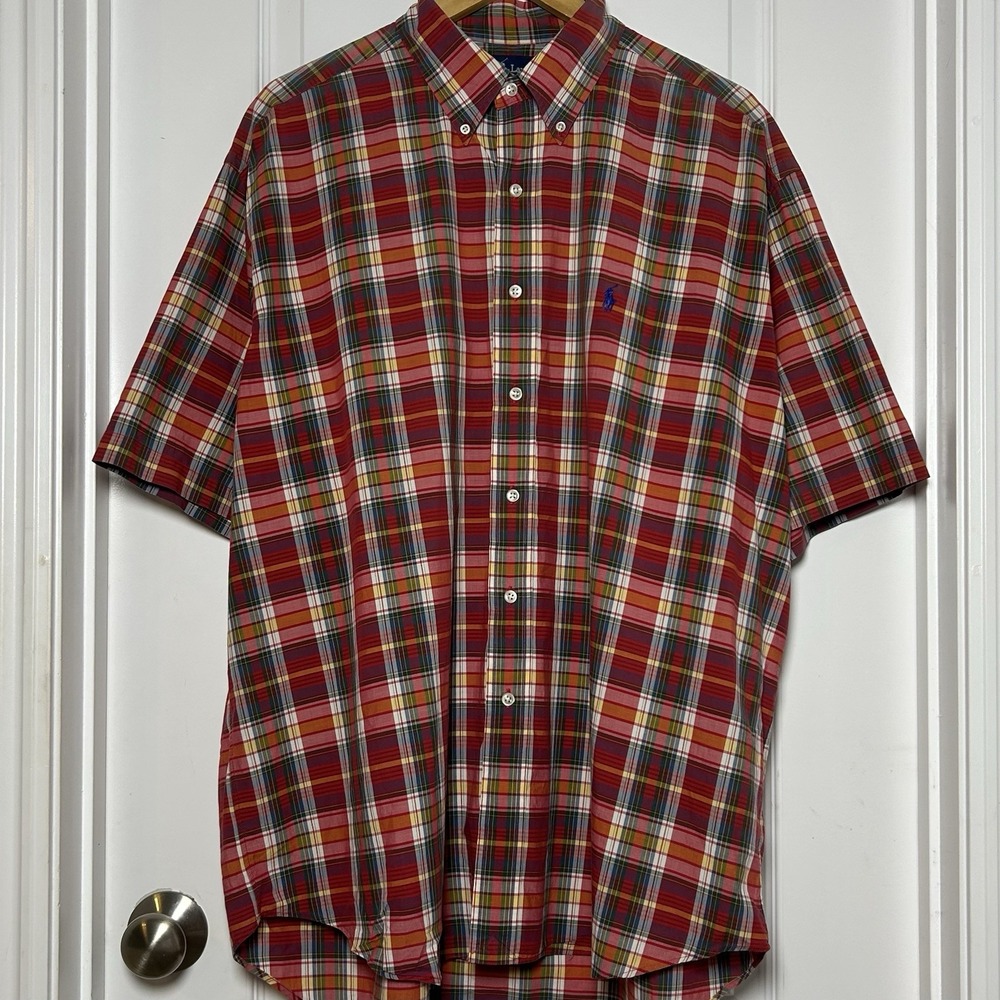 Ralph Lauren Vintage Y2K 2000s 100% Cotton Red Plaid Blake Button Up Shirt